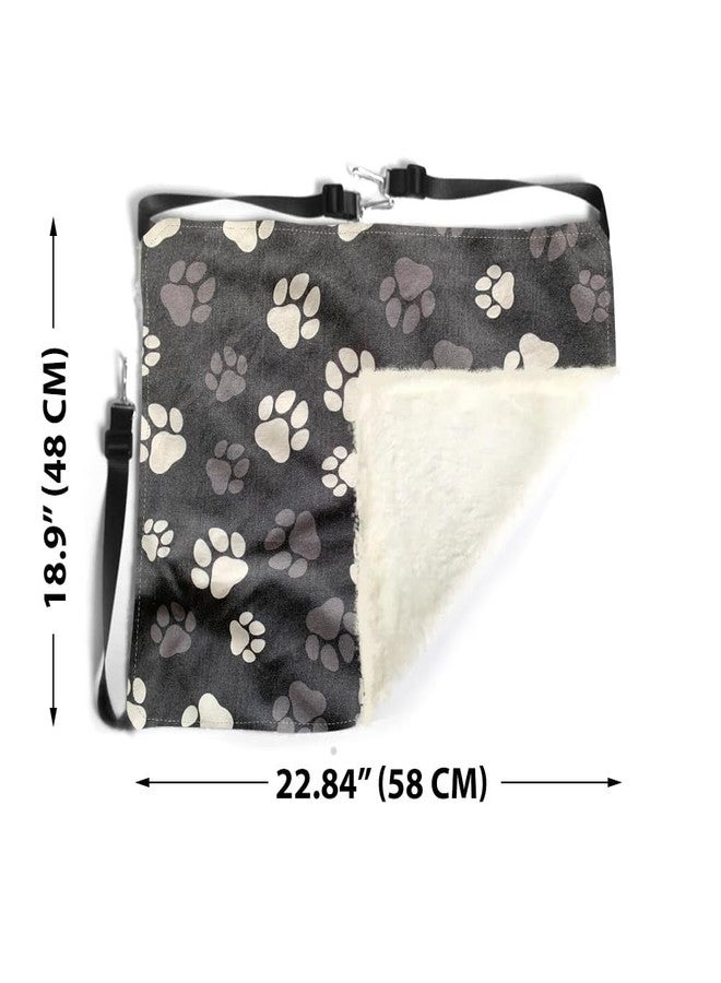 WIRESTER Reversible Cat Hanging Hammock 22.8 x 18.9 Inch, Pet Cage Hammock Bed with Adjustable Straps, Soft Sleeping Hammock for Cat, Ferret, Puppy Dog, Rabbit, Small Animals - Dog Paws - Image 2